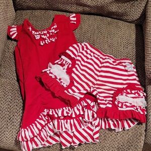 Red and White Striped Kids Casual Dress